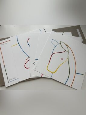 Hermes Multicolor Minimalist Horse Line Art Print - Home Art